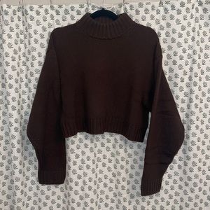 Aritzia Brown Wool Cropped Sweater - Size Large
